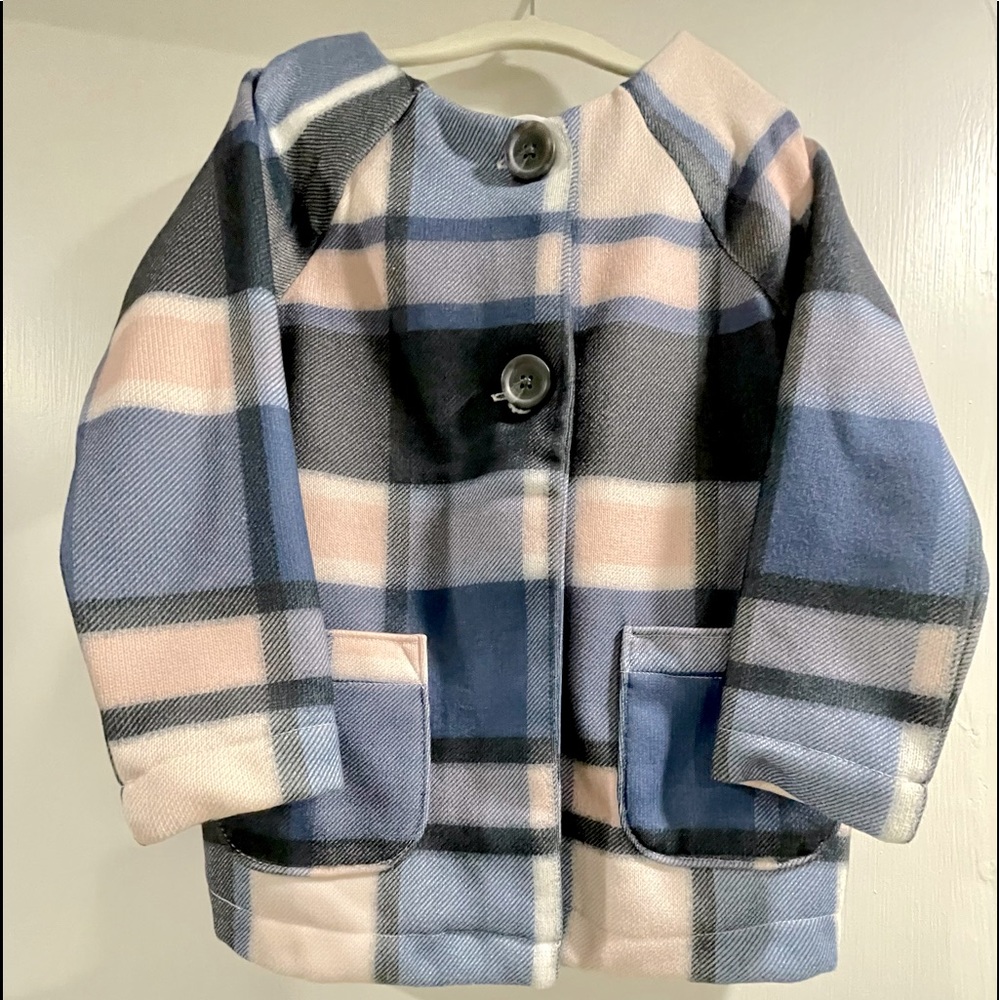 Girls plaid button coat sweater fleece